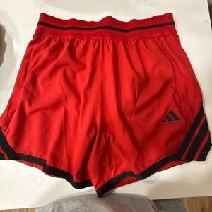 Adidas Women's Red and Black Athletic Shorts 5”